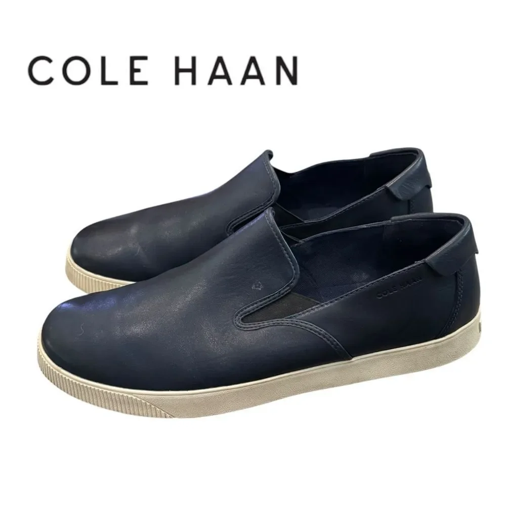 Cole Haan Men's Nantucket 2.0 Dark Blue Leather Slip-On Loafers Sneakers 13